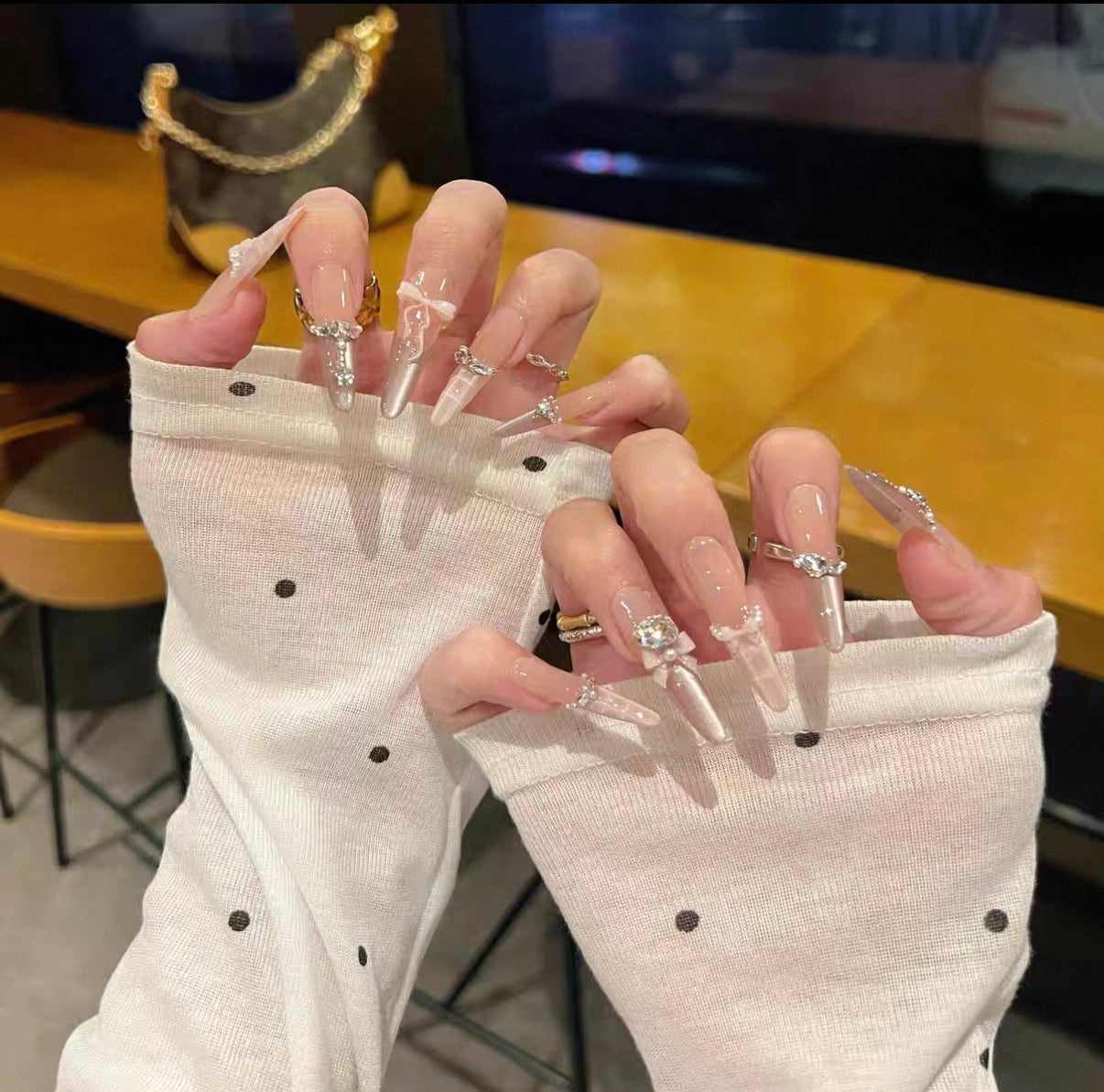 仙女款貓眼鑽石圓款穿戴甲