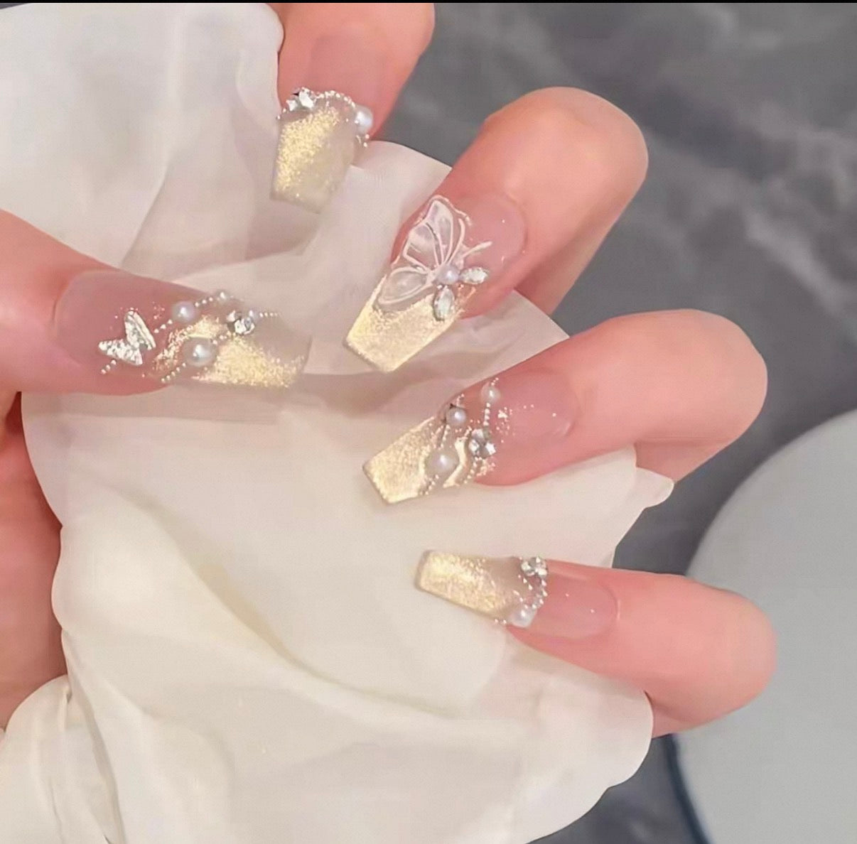 仙女款貓眼方形穿戴甲