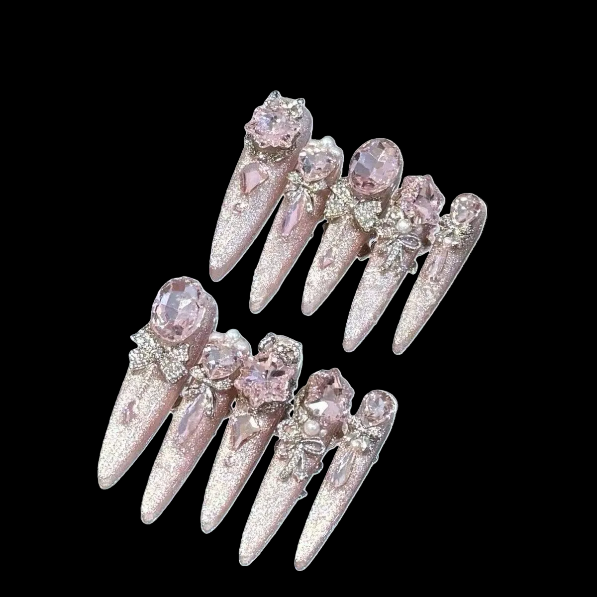 手工款貓眼鑽石圓款穿戴甲